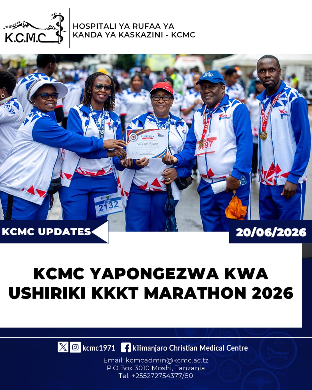 KCMC YAPONGEZWA USHIRIKI KTK KKKT MARATHON 2026
